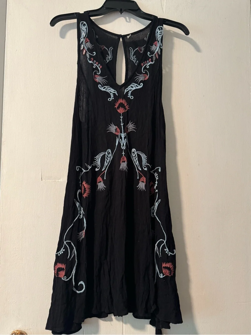 Free People Black Embroidered Sleeveless Sundress
